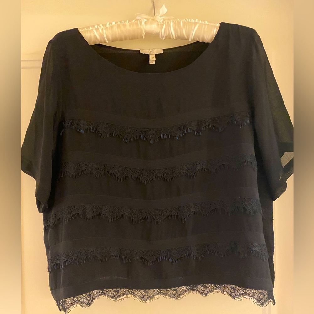 Joie Silk and Lace Black Blouse M